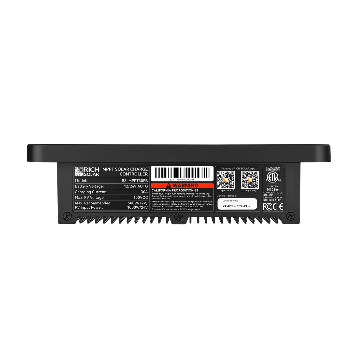 BRAVO PRO 30 flush mount MPPT charge controller, detail view