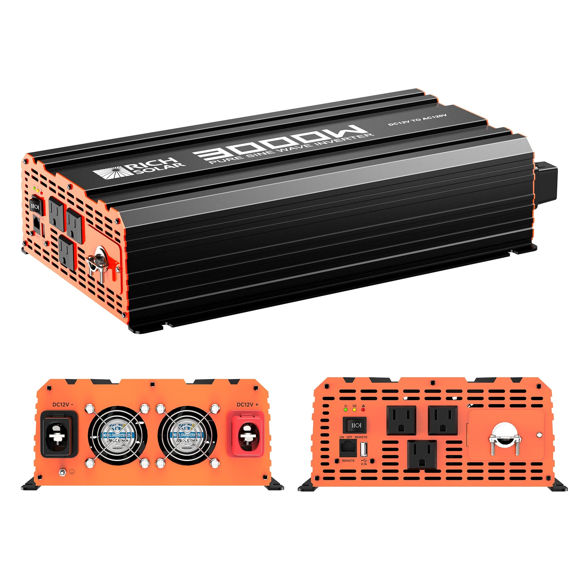 NOVA PURE 3K front panel with USB port and AC on off switch