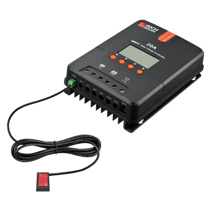 20 amp MPPT solar charge controller, detail view