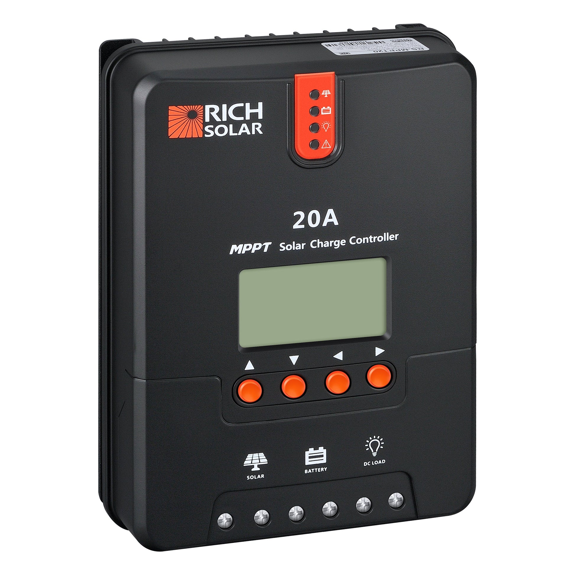 20 amp MPPT solar charge controller, detail view