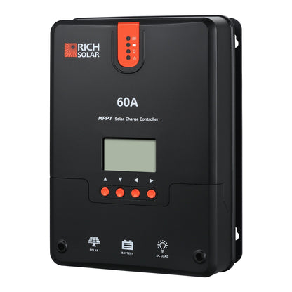 60 amp MPPT solar charge controller, detail view