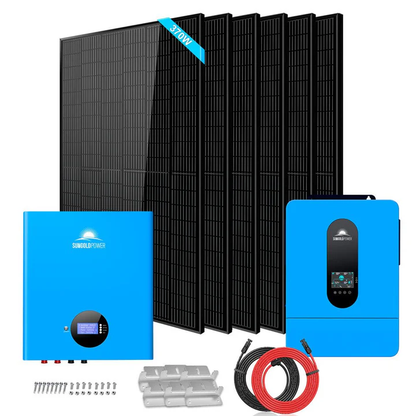 Off-Grid Solar Kit 6500W 48VDC 120/240VAC 5.12KWH PowerWall Lithium Battery 6 x 370 Watts Solar Panels SGM-655M