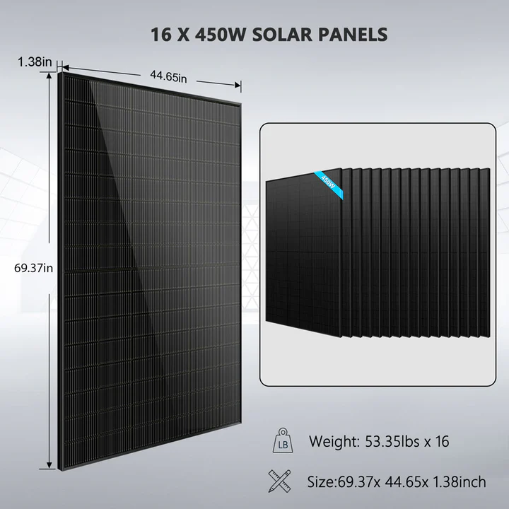 Hybrid Solar Kit 11.4KW 48V Split Phase 20.48KWH Lithium Battery 16 x 450 Watt Solar Panel SGH-11N2E