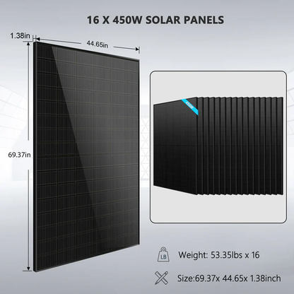 Hybrid Solar Kit 11.4KW 48V Split Phase 20.48KWH Lithium Battery 16 x 450 Watt Solar Panel SGH-11N2E