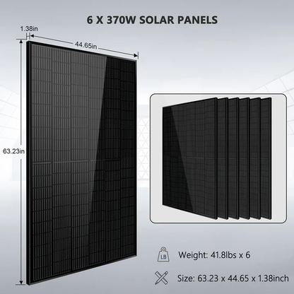 Off-Grid Solar Kit 6500W 48VDC 120/240VAC 5.12KWH PowerWall Lithium Battery 6 x 370 Watts Solar Panels SGM-655M
