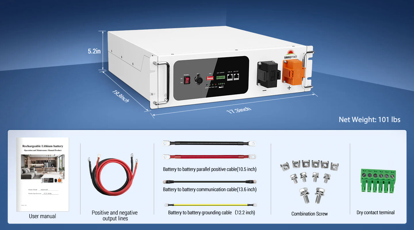 48V 100AH Server Rack Lithium Battery with Self-Heating SGH48100T