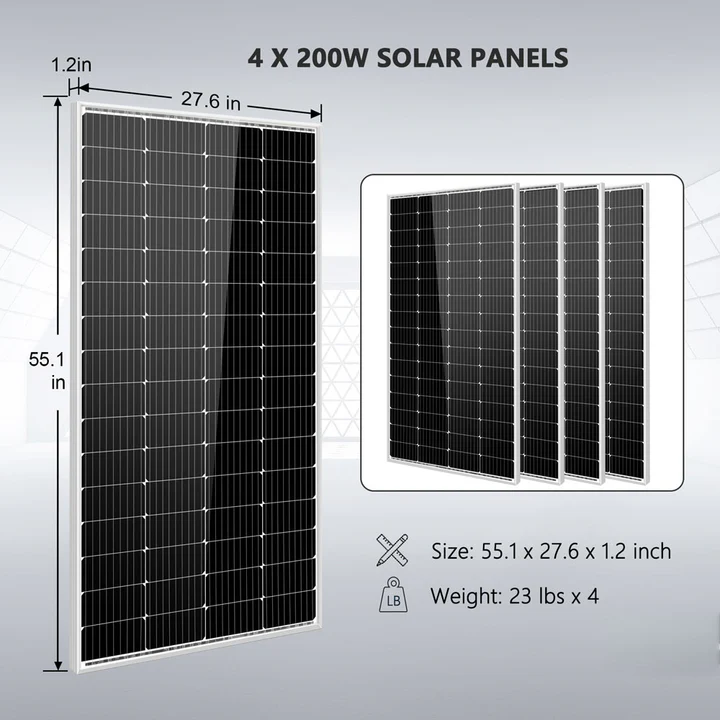 Solar Kit 3000W 24V Inverter 120V Output Lithium Battery 800 Watt Solar Panel SGKT-3PRO