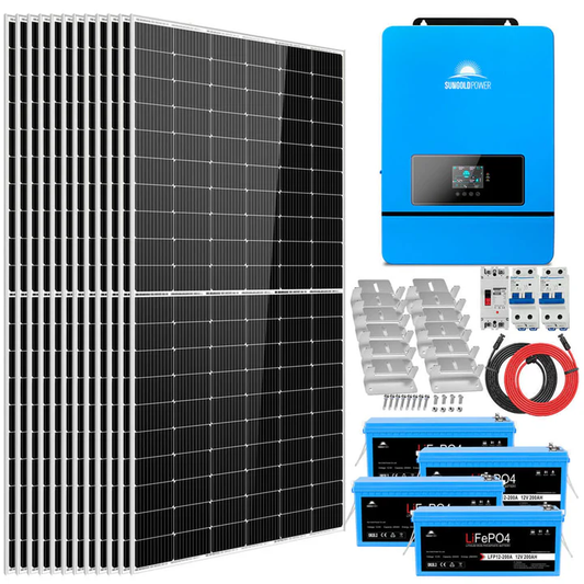 Complete Off-Grid Solar Kit 8000W 48V 120V/240V Output 10.24KWH Lithium Battery 5400 Watt Solar Panel SGK-8MAX