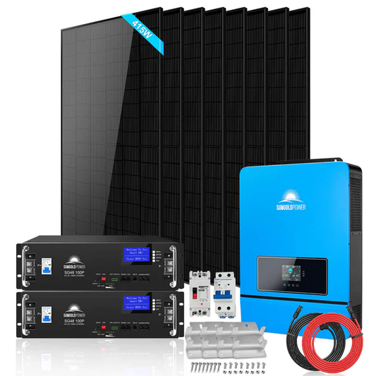 Off-Grid Solar Kit 8000W 48VDC 120V/240V LiFePO4 10.24KWH Lithium Battery 8 x 415 Watts Solar Panels SGR-8K10E