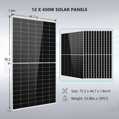Complete Off-Grid Solar Kit 8000W 48V 120V/240V Output 10.24KWH Lithium Battery 5400 Watt Solar Panel SGK-8MAX
