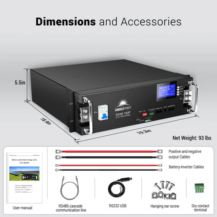 51.2V 100AH Server Rack LiFePO4 Lithium Battery SG48100P
