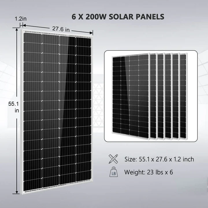 Off-Grid Solar Kit 5000W 48VDC 120V 5.12KWH PowerWall Battery 6 x 200 Watts Solar Panels SGM-5K5E