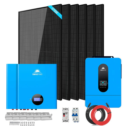 Off-Grid Solar Kit 6500W 48VDC 120/240VAC 10.24KWH PowerWall Lithium Battery 6 x 370 Watts Solar Panels SGM-6510M