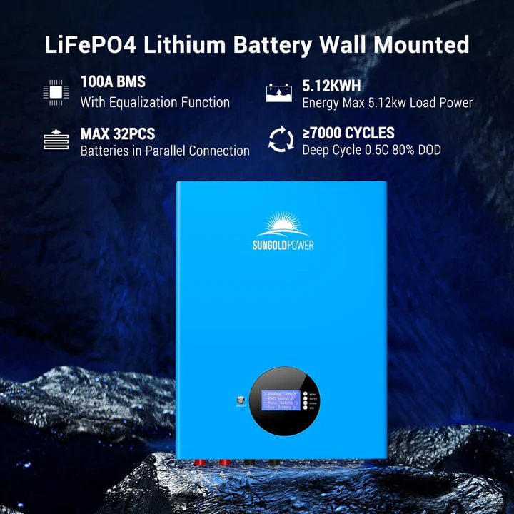 Off-Grid Solar Kit 6500W 48VDC 120/240VAC 10.24KWH PowerWall Lithium Battery 6 x 370 Watts Solar Panels SGM-6510M
