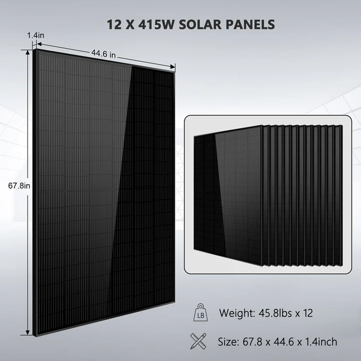 Off-Grid Solar Kit 12000W 48VDC 120V/240V LiFePO4 25.6KWH Lithium Battery 12 x 415 Watts Solar Panels SGR-12K20E
