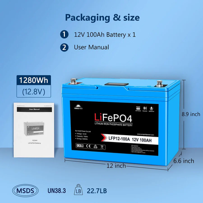 12V 100AH LiFePO4 Deep Cycle Lithium Battery - Bluetooth / Self-Heating / IP65