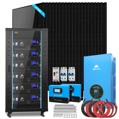 Off-Grid Solar Kit 15000W 48VDC 120V/240V LiFePO4 30.72KWH Lithium Battery 20 x 415 Watts Solar Panels SGR-15K20E